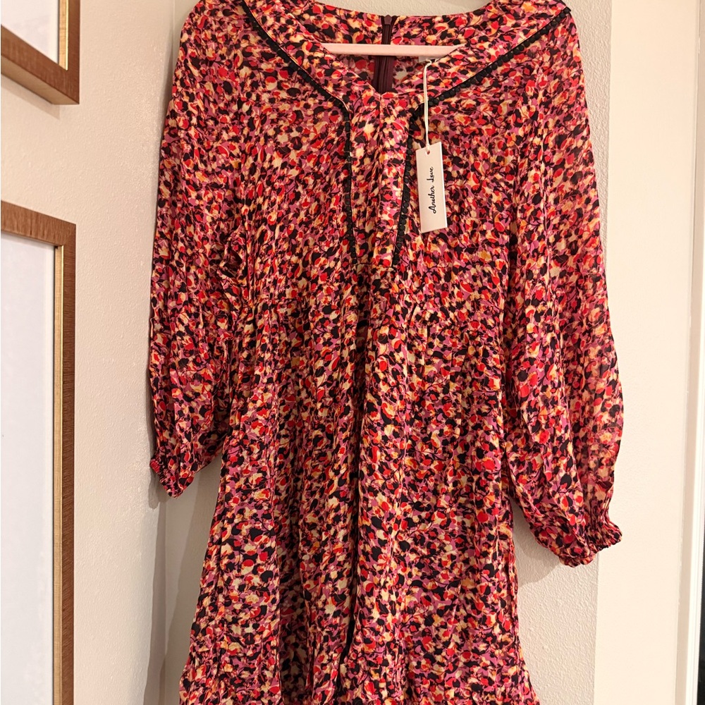 Another Love Red and Black Patterned Dress